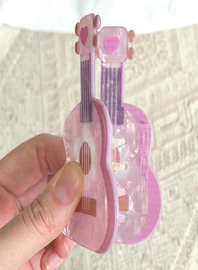 Ynxee Pink Guitar Design Hair Claws Non Slip 3" Medium Hair Clips Women Girls Hair Accessories, Small Size - Image 3
